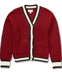 Honey & Sparkle Big Girls Long-Sleeve Striped-Trim Cardigan