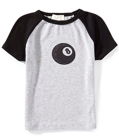 Honey & Sparkle Big Girls Raglan-Sleeve Color Block/Eight-Ball-Graphic T-Shirt