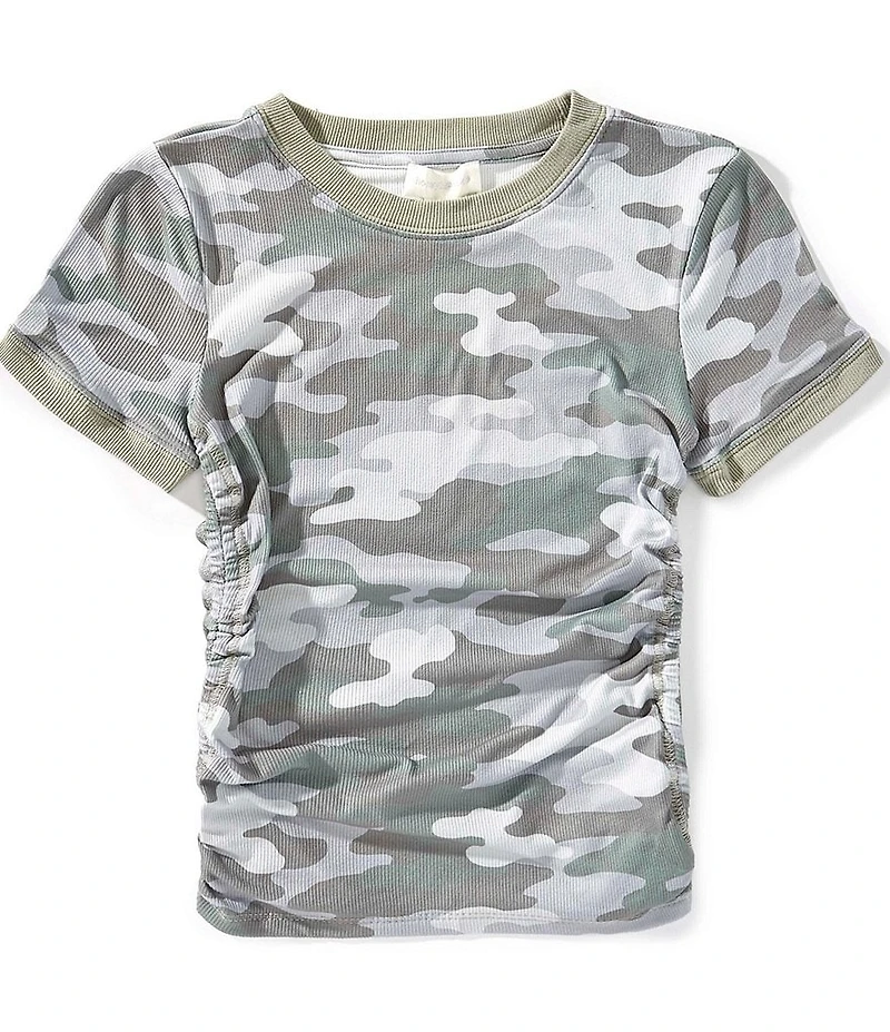 Honey & Sparkle Big Girls Short-Sleeve Camouflage-Printed Cinched-Side T-Shirt