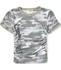 Honey & Sparkle Big Girls Short-Sleeve Camouflage-Printed Cinched-Side T-Shirt