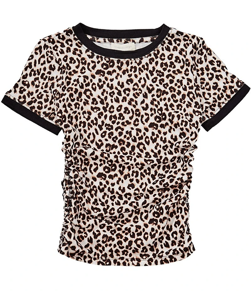 Honey & Sparkle Big Girls Short-Sleeve Leopard-Printed Cinched-Side T-Shirt