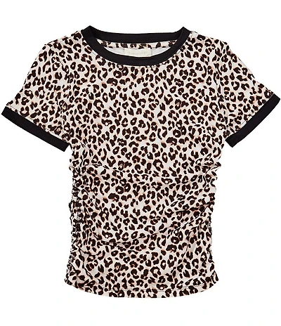 Honey & Sparkle Big Girls Short-Sleeve Leopard-Printed Cinched-Side T-Shirt