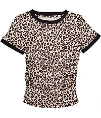 Honey & Sparkle Big Girls Short-Sleeve Leopard-Printed Cinched-Side T-Shirt