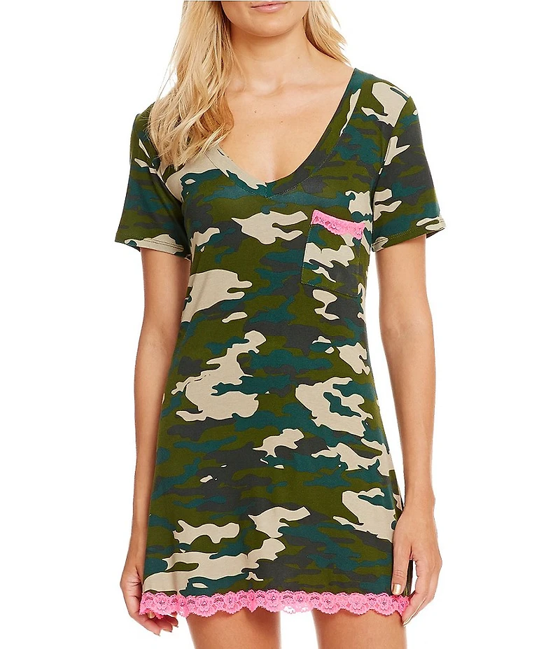 HONEYDEW All American Camouflage Print V-Neck Short Nightgown