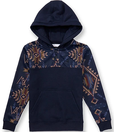 Hooey Big Boys Long Sleeve Jimmy Printed Color Block Pullover