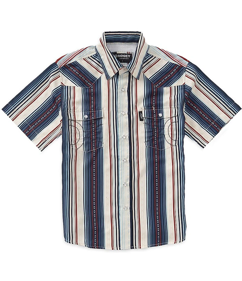 Hooey Big Boys Short Sleeve Pearl Snap Stripe SOL Shirt