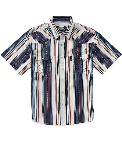 Hooey Big Boys Short Sleeve Pearl Snap Stripe SOL Shirt