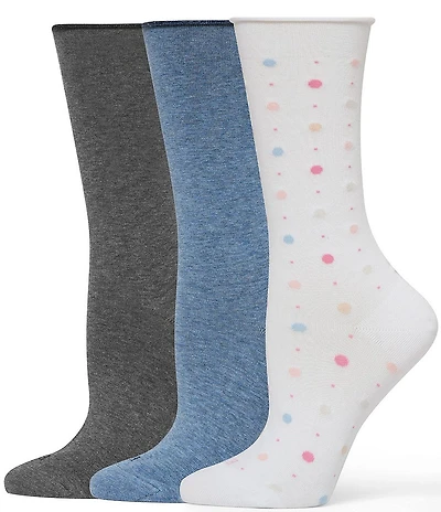 HUE Dotted Jeans Crew Socks, 3-Pack