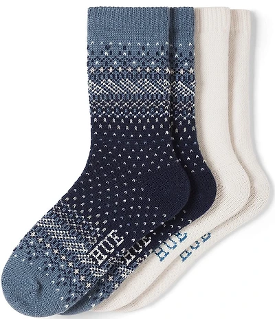 HUE Ombre Fair Isle Crew Socks, 2 Pack