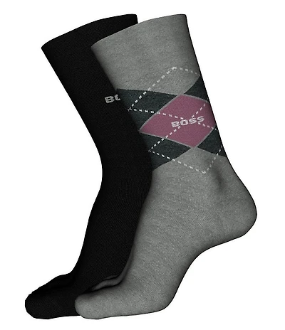 Hugo Boss Argyle Crew Dress Socks 2-Pack