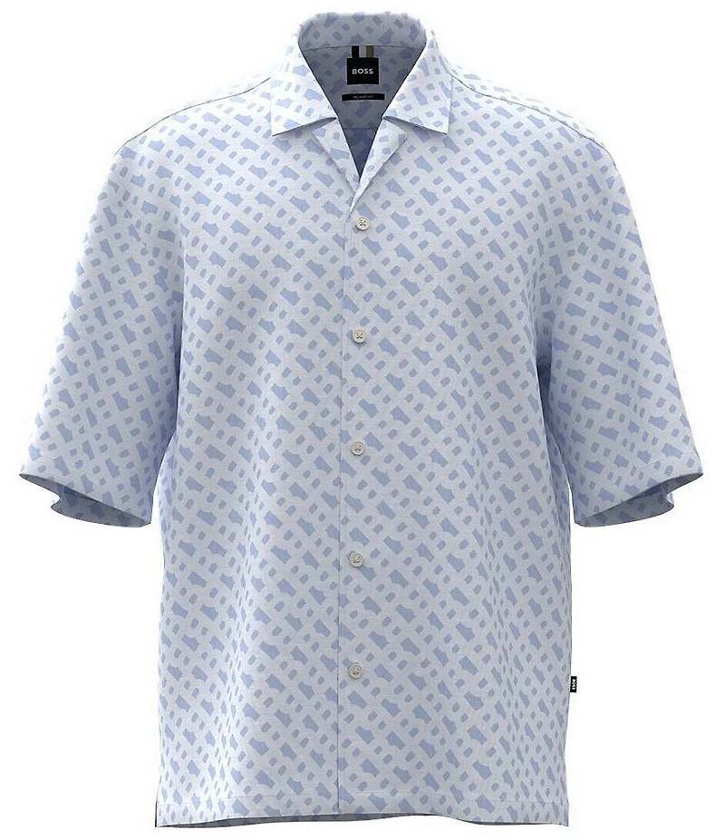 Hugo Boss BOSS Big & Tall Lars Short Sleeve Woven Camp Shirt