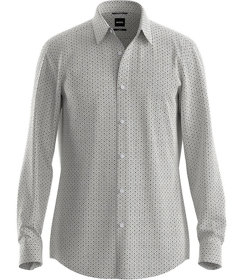 Hugo Boss BOSS Roan Performance Slim Fit Printed Long Sleeve Woven Shirt