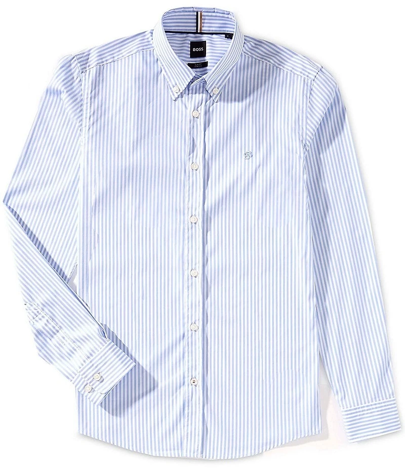 Hugo Boss BOSS Slim Fit Stretch Roan Stripe Long Sleeve Woven Shirt