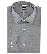 Hugo Boss Slim Fit Point Collar Heathered Navy Dress Shirt
