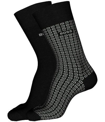 Hugo Boss Mini-Pattern Crew Dress Socks 2-Pack