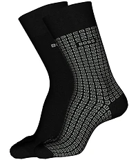 Hugo Boss Mini-Pattern Crew Dress Socks 2-Pack