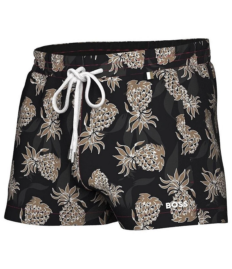 Hugo Boss Pineapple Printed 3.5#double; Inseam Swim Trunks