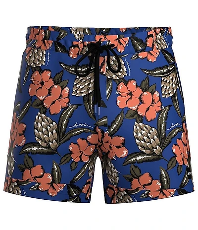 Hugo Boss Piranha Floral Printed 5.3#double; Inseam Swim Trunks