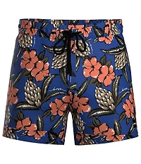 Hugo Boss Piranha Floral Printed 5.3#double; Inseam Swim Trunks