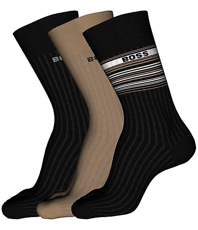 Hugo Boss RS Rib Stripe Cc Crew Dress Socks 3-Pack