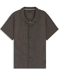 Hugo Boss Short Sleeve Allover Print Vibe Cab Woven Camp Top