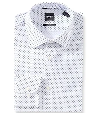 Hugo Boss Slim Fit Performance Spread Collar Allover Printed Dress Shirt