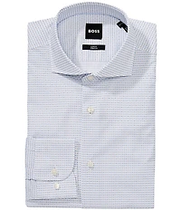 Hugo Boss Slim Fit Performance Spread Collar Geometric Print Dress Shirt