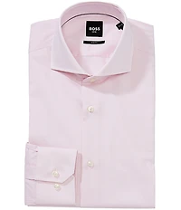 Hugo Boss Slim Fit Performance Spread Collar Vertical Stripe Dress Shirt