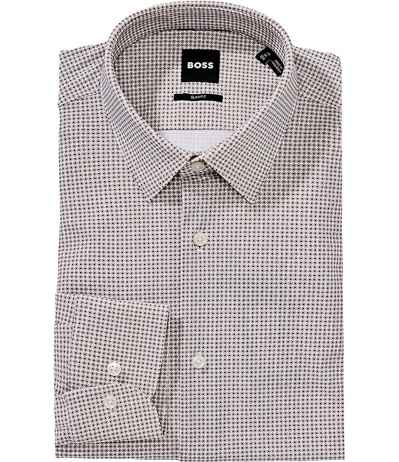 Hugo Boss Slim Fit Spread Collar Printed Dress Shirt
