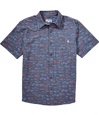 Huk Kona Printed Short Sleeve Woven Shirt