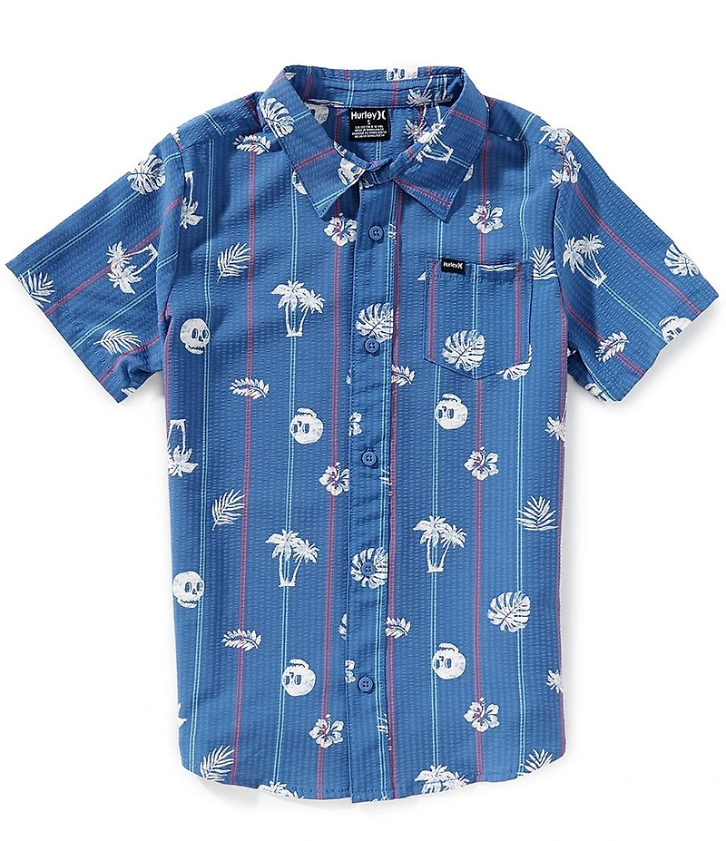 Hurley Big Boys 8-20 Short Sleeve Printed Seersucker Shirt