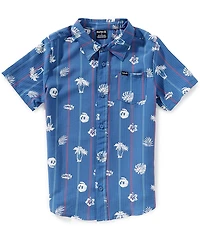 Hurley Big Boys 8-20 Short Sleeve Printed Seersucker Shirt