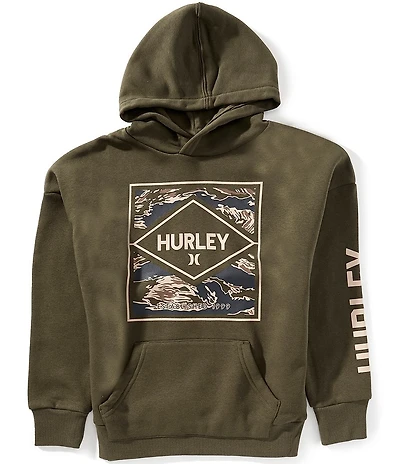 Hurley Big Boys Long-Sleeve Camouflage Logo Fleece Hoodie