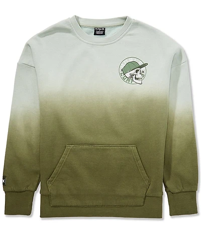 Hurley Big Boys Long-Sleeve Dip-Dyed Oversized Brushed-Back Fleece Sweatshirt