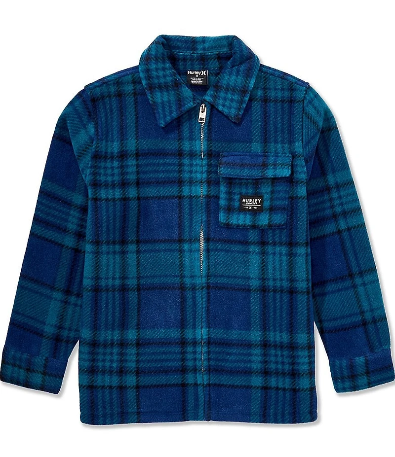Hurley Big Boys Long-Sleeve Plaid PolarFleece Shacket