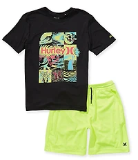 Hurley Big Boys Short Sleeve Graphic T-Shirt & Mesh Shorts 2-Piece Set