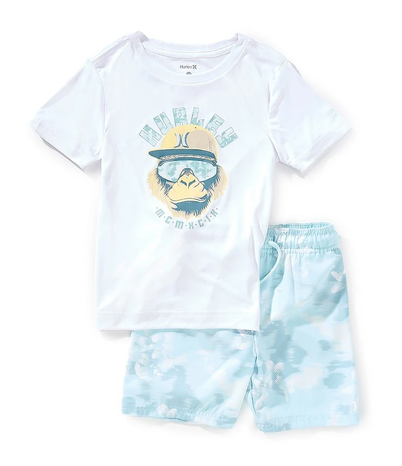 Hurley Little Boys Short Sleeve Osaka Graphic T-Shirt & Swim Trunks 2-Piece Set