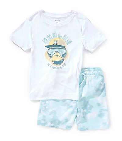 Hurley Little Boys Short Sleeve Osaka Graphic T-Shirt & Swim Trunks 2-Piece Set