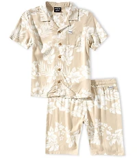 Hurley Little Boys Short-Sleeve Printed Woven Camp Shirt & Matching Shorts Set