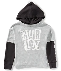 Hurley Little Boys Long Sleeve Logo Graphic Hooded Twofer T-Shirt