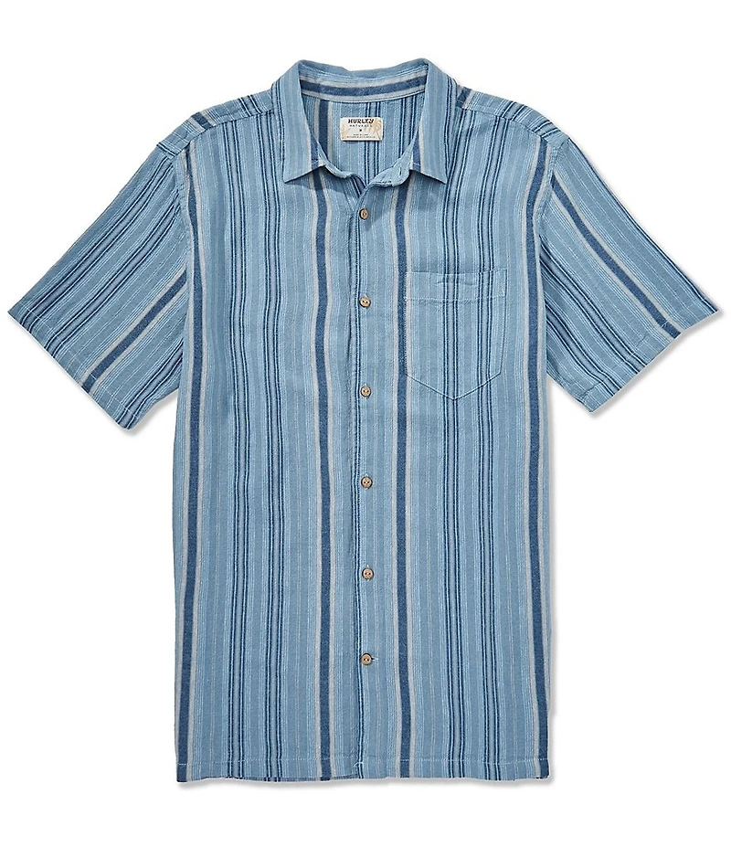 Hurley Oceanside Short Sleeve Striped Woven Linen-Blend Shirt