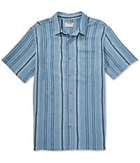 Hurley Oceanside Short Sleeve Striped Woven Linen-Blend Shirt