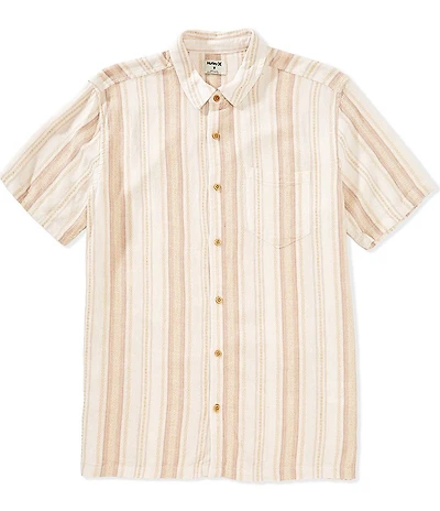 Hurley Oceanside Short Sleeve Striped Woven Linen-Blend Shirt