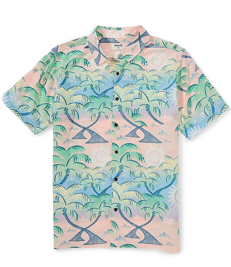 Hurley One & Only Rincon Short Sleeve Palm Tree Printed Woven Shirt