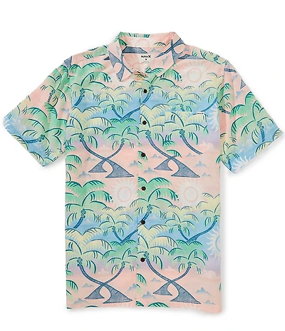 Hurley One & Only Rincon Short Sleeve Palm Tree Printed Woven Shirt