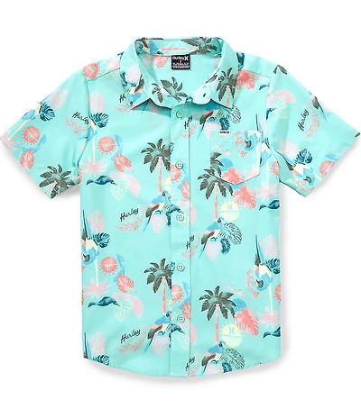 Hurley Short Sleeve Tropical Bird Print Button Down Shirt