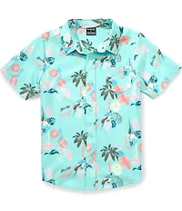 Hurley Short Sleeve Tropical Bird Print Button Down Shirt