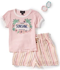 I.N. Girl Big Girls Short-Sleeve Hawaii Aloha State T-Shirt & Striped Shorts Set