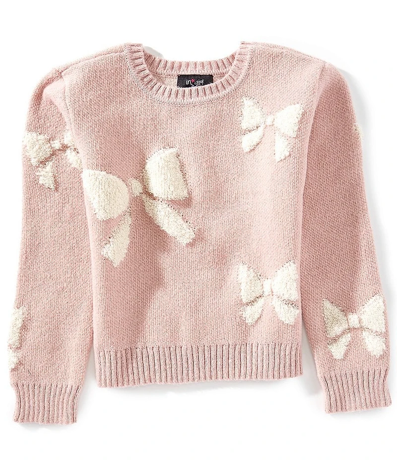 I.N. Girl Big Girls Long Sleeve Bow Sweater