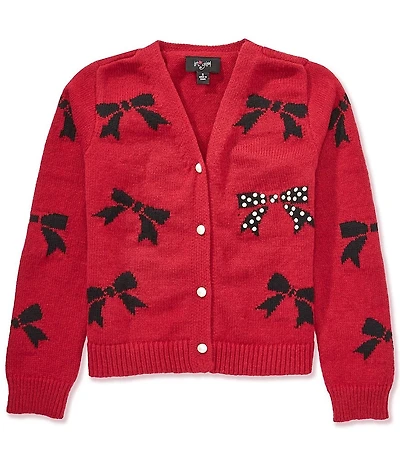 I.N. Girl Big Girls Long-Sleeve Bow-Printed Cardigan